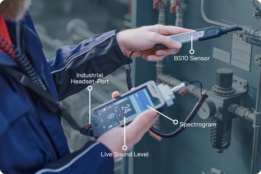 Leakexpert App for Leak Detection with SONAPHONE Ultrasonic Testing device with live sound signal