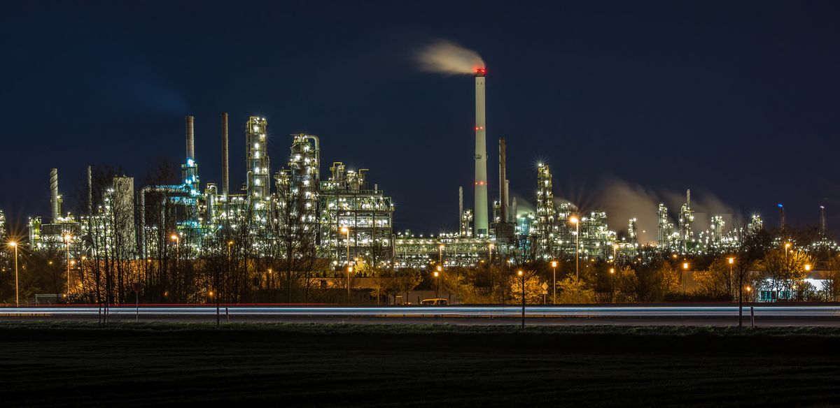Refinery in Leuna, Germany, by night