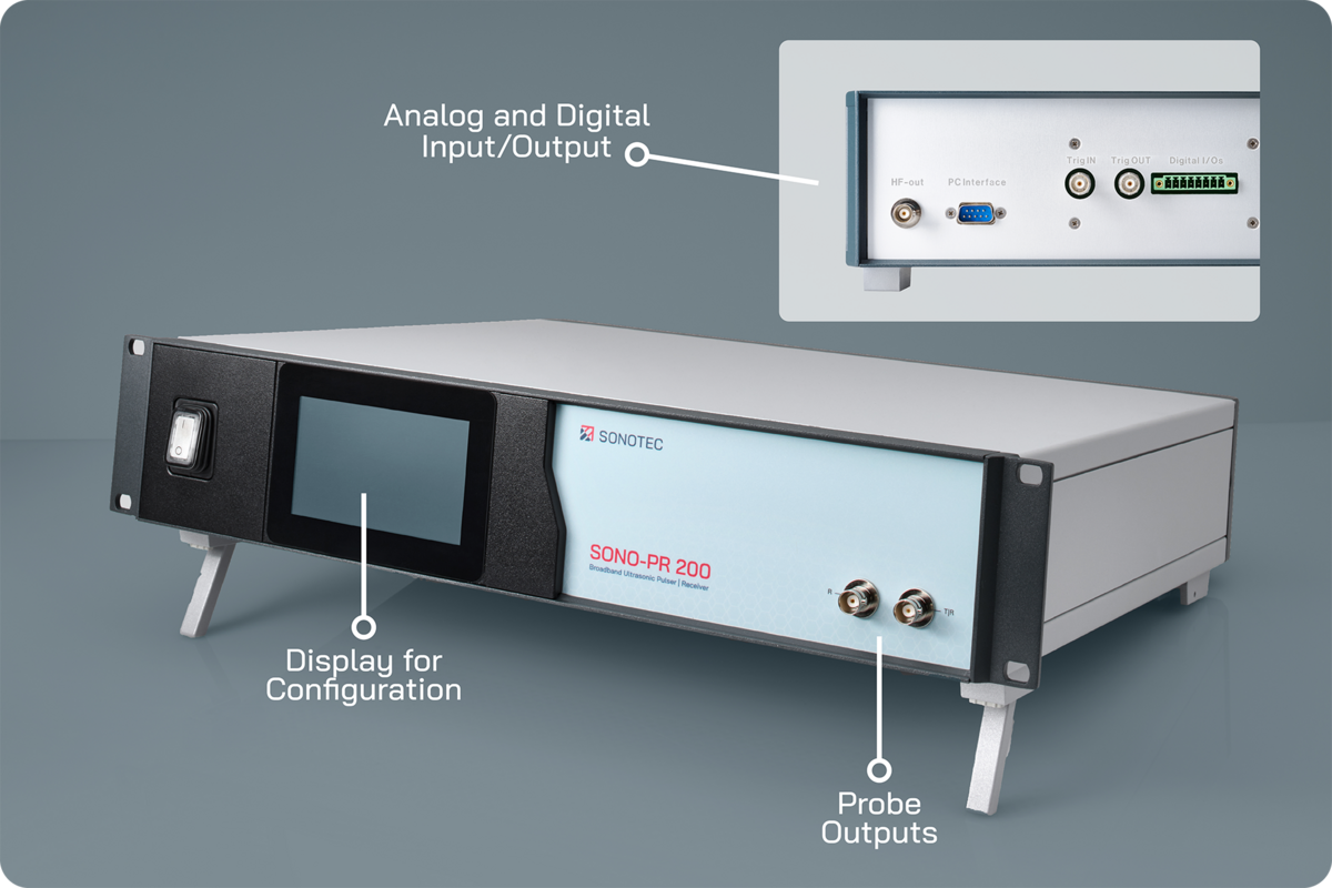 SONO-PR 200 Pulser Receiver with configuration display and multiple input and output portd